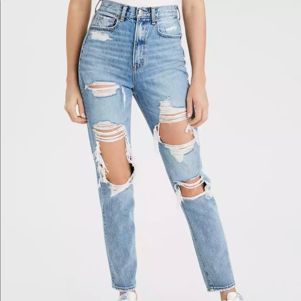 American Eagle Ripped Mom Jeans